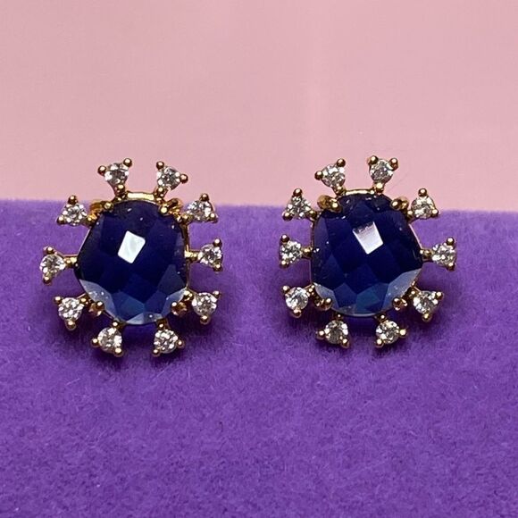 Jewelry - 💛 Classic Gold Vermeil Sapphire Crystal Starburst Earrings